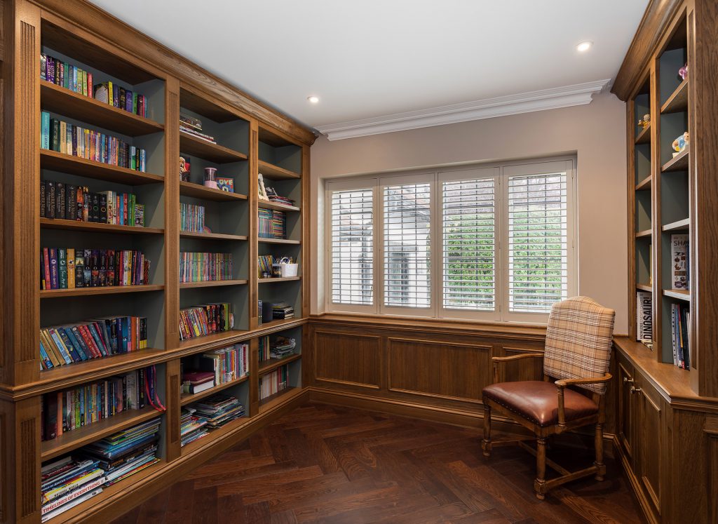 Bespoke fitted furniture for a home library