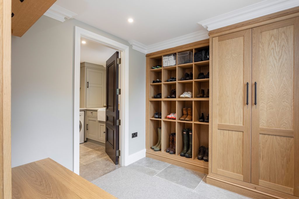 Bespoke oak boot room